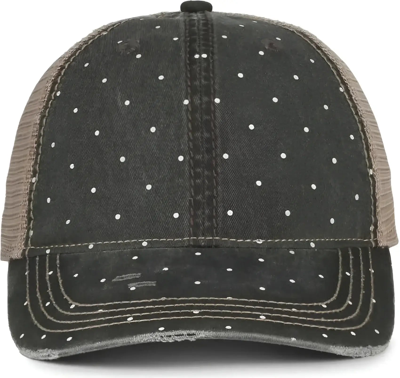 OC Sports OC801P Pattern on Front Panels and Visor Cap - Polka Dot Tea Stain - Stain / OSFM