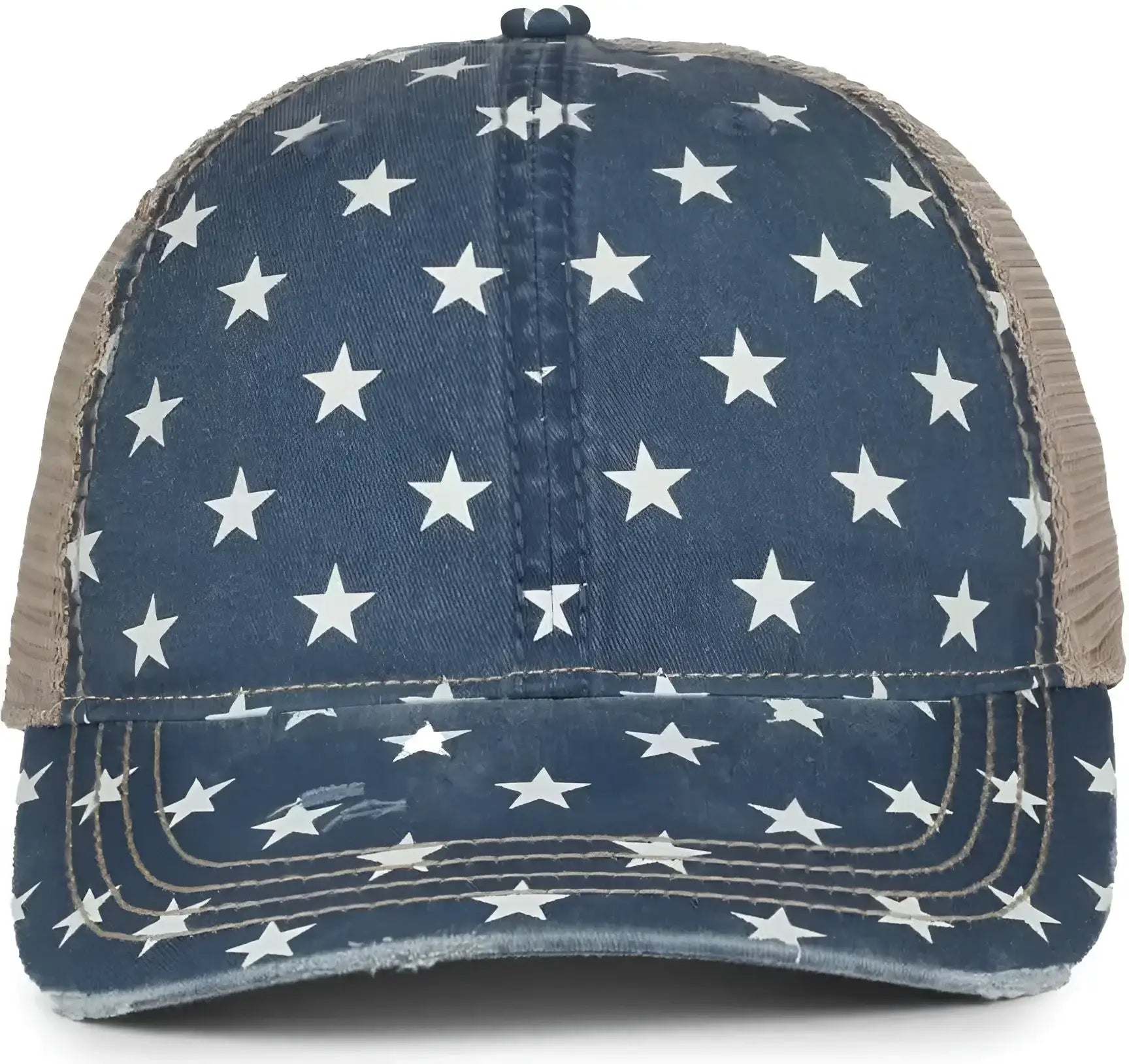 OC Sports OC801P Pattern on Front Panels and Visor Cap - Stars Tea Stain - Stain / OSFM