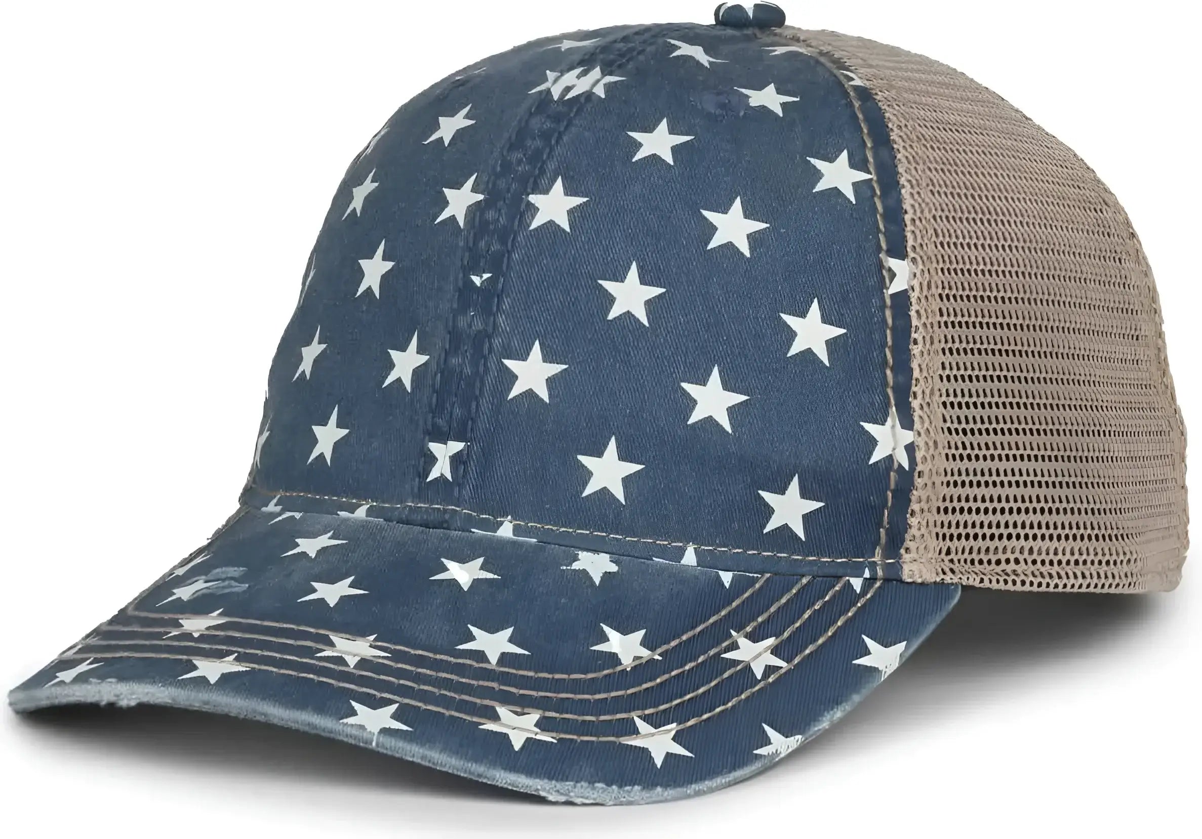 OC Sports OC801P Pattern on Front Panels and Visor Cap - Stars Tea Stain - Stain / OSFM