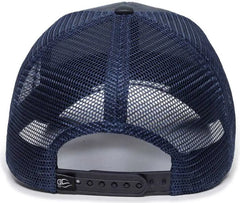 OC Sports OC802 Adjustable Etched Camo Canvas Front Panels Mesh Back Cap - Blue Navy - Blue Navy / 6 7/8’’ - 7 1/2’’