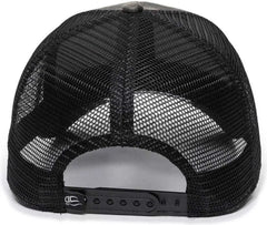 OC Sports OC802 Adjustable Etched Camo Canvas Front Panels Mesh Back Cap - Gray Black - Gray Black / 6 7/8’’ - 7 1/2’’