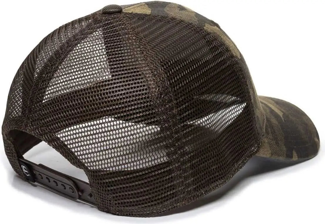 OC Sports OC802 Adjustable Etched Camo Canvas Front Panels Mesh Back Cap - Light Brown Brown - Light Brown Brown / OSFM