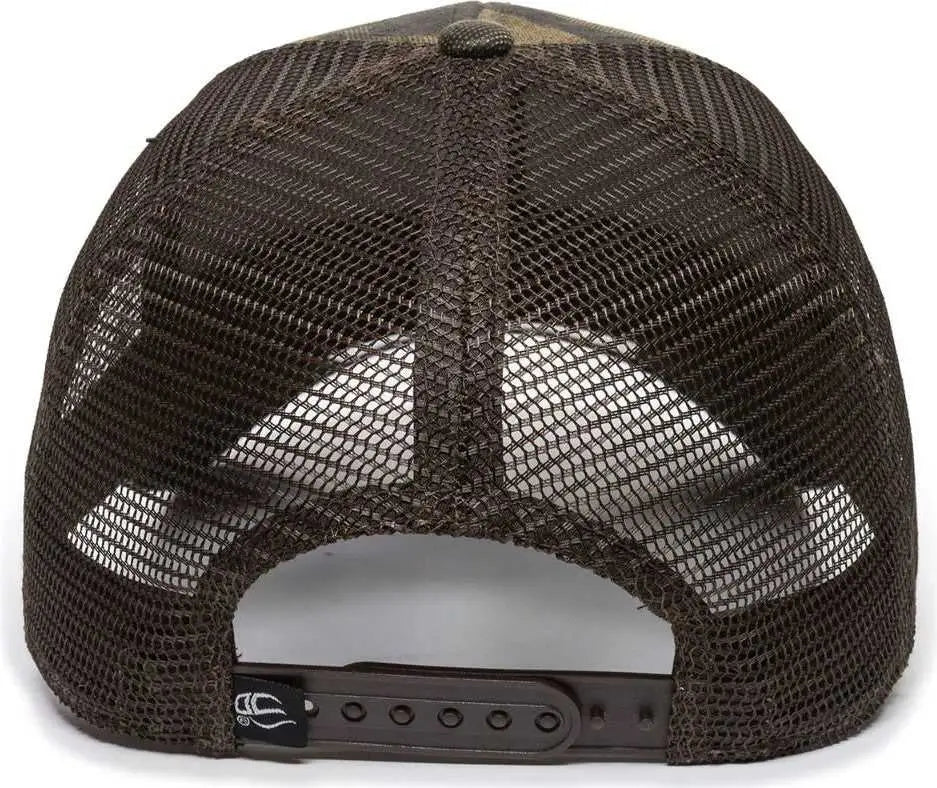 OC Sports OC802 Adjustable Etched Camo Canvas Front Panels Mesh Back Cap - Light Brown Brown - Light Brown Brown / OSFM