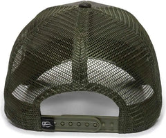 OC Sports OC802 Adjustable Etched Camo Canvas Front Panels Mesh Back Cap - Olive Olive - Olive / 6 7/8’’ - 7 1/2’’