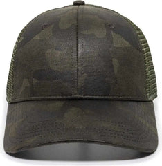OC Sports OC802 Adjustable Etched Camo Canvas Front Panels Mesh Back Cap - Olive Olive - Olive / 6 7/8’’ - 7 1/2’’