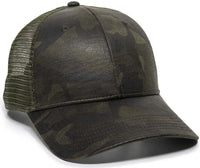 OC Sports OC802 Adjustable Etched Camo Canvas Front Panels Mesh Back Cap - Olive Olive - Olive / 6 7/8’’ - 7 1/2’’