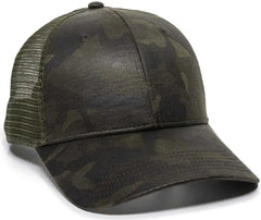 OC Sports OC802 Adjustable Etched Camo Canvas Front Panels Mesh Back Cap - Olive Olive - Olive / 6 7/8’’ - 7 1/2’’