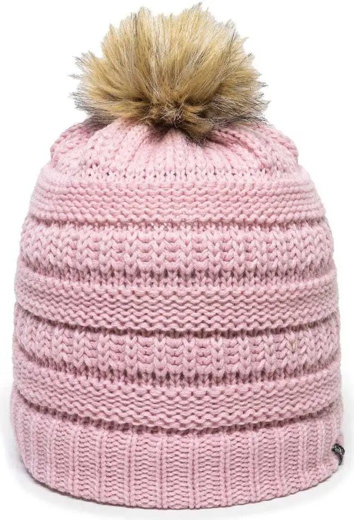 OC Sports OC805 Ladies Beanie with Pom - Rose Gold - Pink Gold / One Size Fits Most