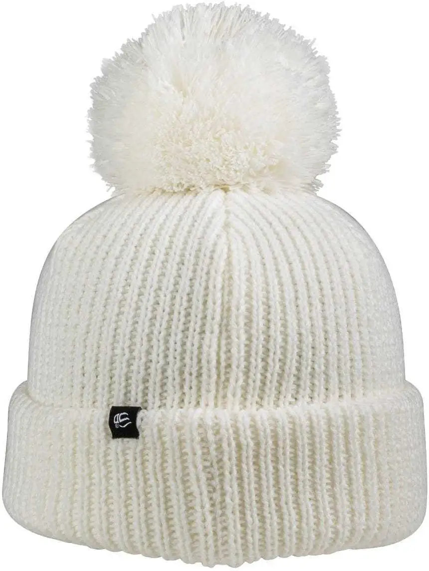 OC Sports OC806 Acrylic Knit 3’’ Cuff Beanie - Ivory - Ivory / One Size Fits Most