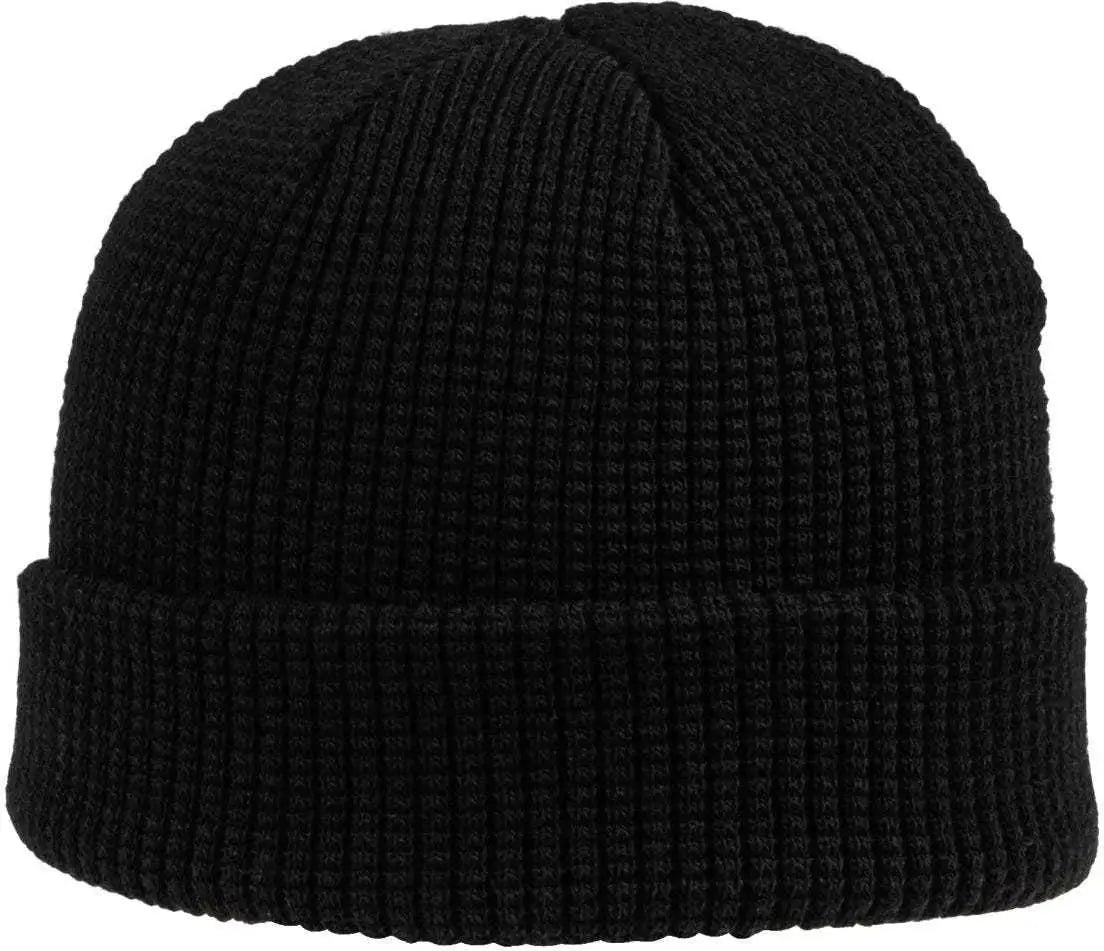 OC Sports OC808 Acrylic Waffle Knit Cuff Beanie - Black - Black / One Size Fits Most