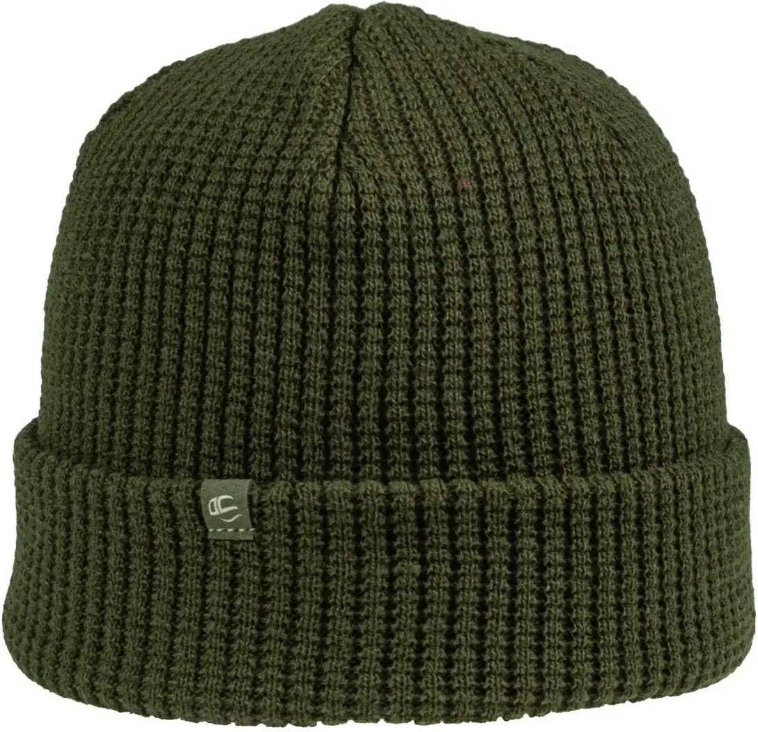 OC Sports OC808 Acrylic Waffle Knit Cuff Beanie - Olive - Olive / One Size Fits Most