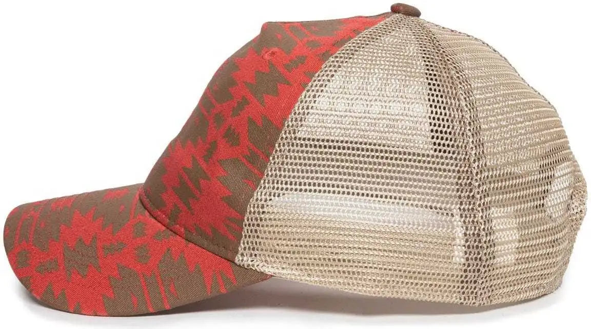 OC Sports OC901M Print Design Crown Cap - Red Tea Stain - Rea / 6 7/8’’ - 7 1/2’’