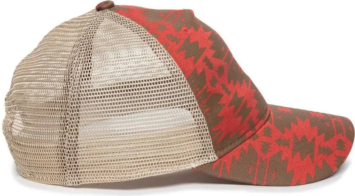 OC Sports OC901M Print Design Crown Cap - Red Tea Stain - Rea / 6 7/8’’ - 7 1/2’’