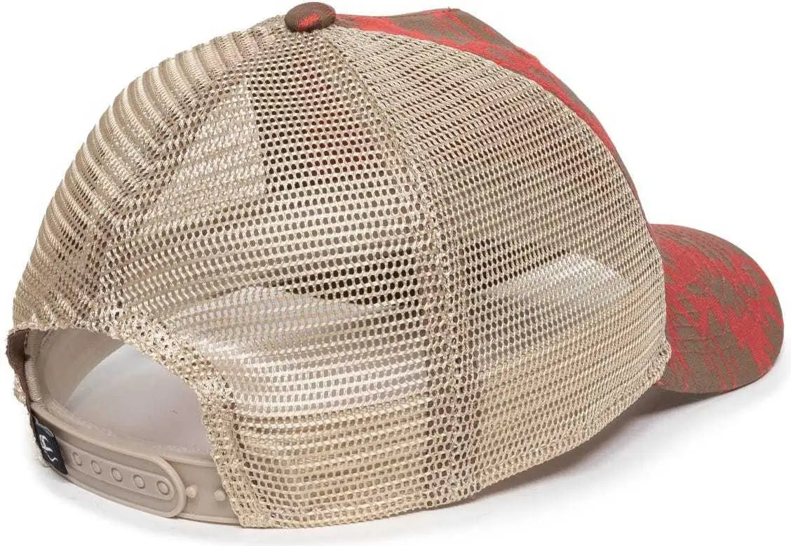 OC Sports OC901M Print Design Crown Cap - Red Tea Stain - Rea / 6 7/8’’ - 7 1/2’’