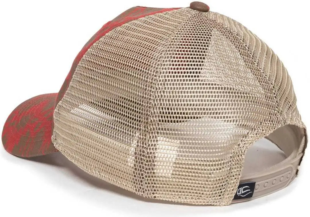 OC Sports OC901M Print Design Crown Cap - Red Tea Stain - Rea / 6 7/8’’ - 7 1/2’’