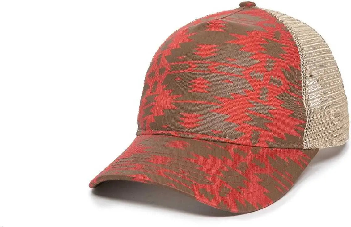 OC Sports OC901M Print Design Crown Cap - Red Tea Stain - Rea / 6 7/8’’ - 7 1/2’’