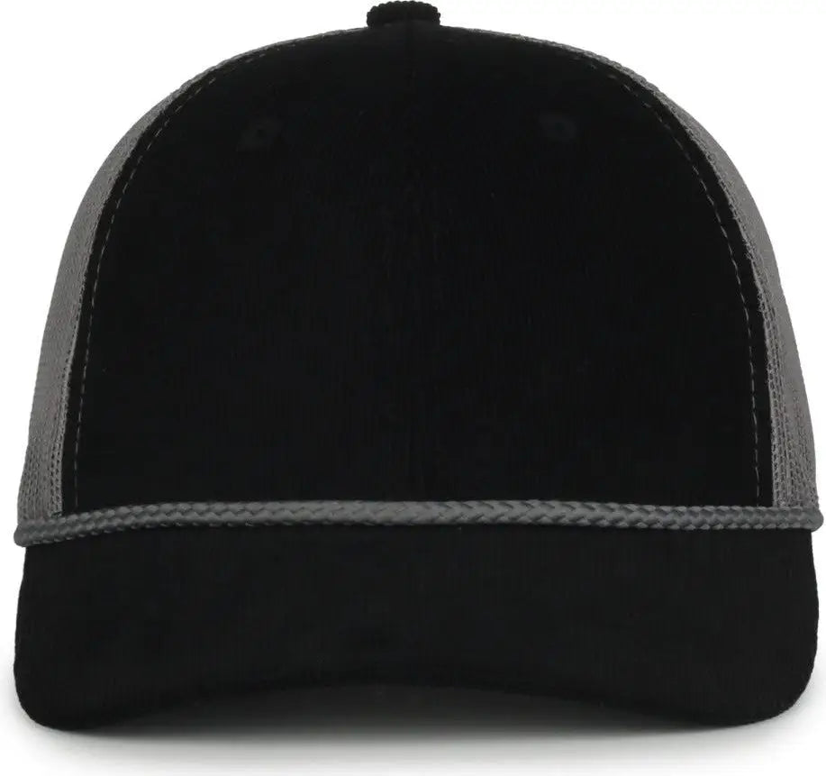 OC Sports OCCORDM Corduroy Mesh Back with Cord Cap - Black Charcoal - Dark Gray / OSFM