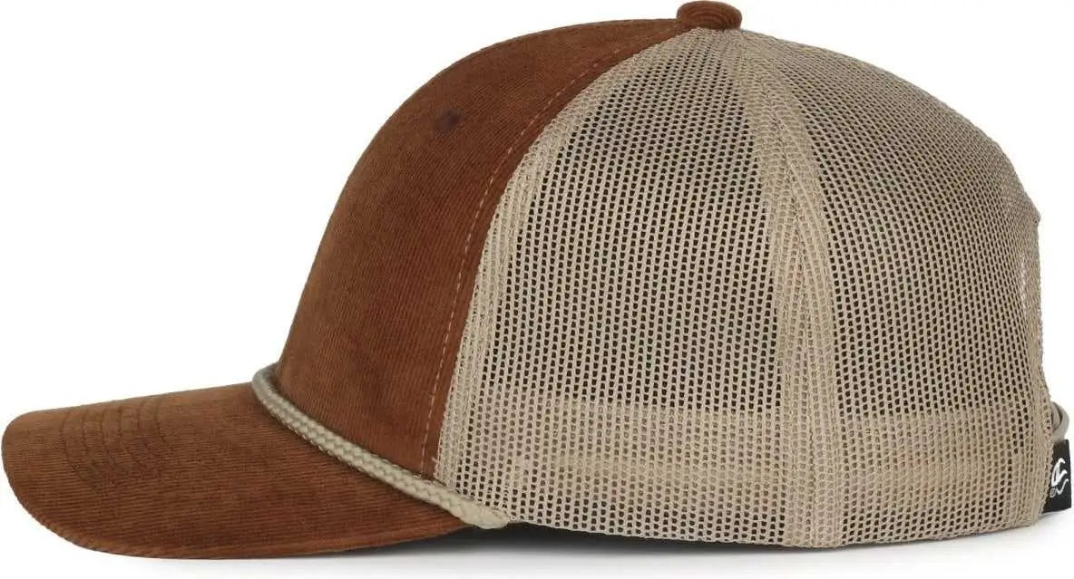 OC Sports OCCORDM Corduroy Mesh Back with Cord Cap - Brown Khaki - Khaki / OSFM