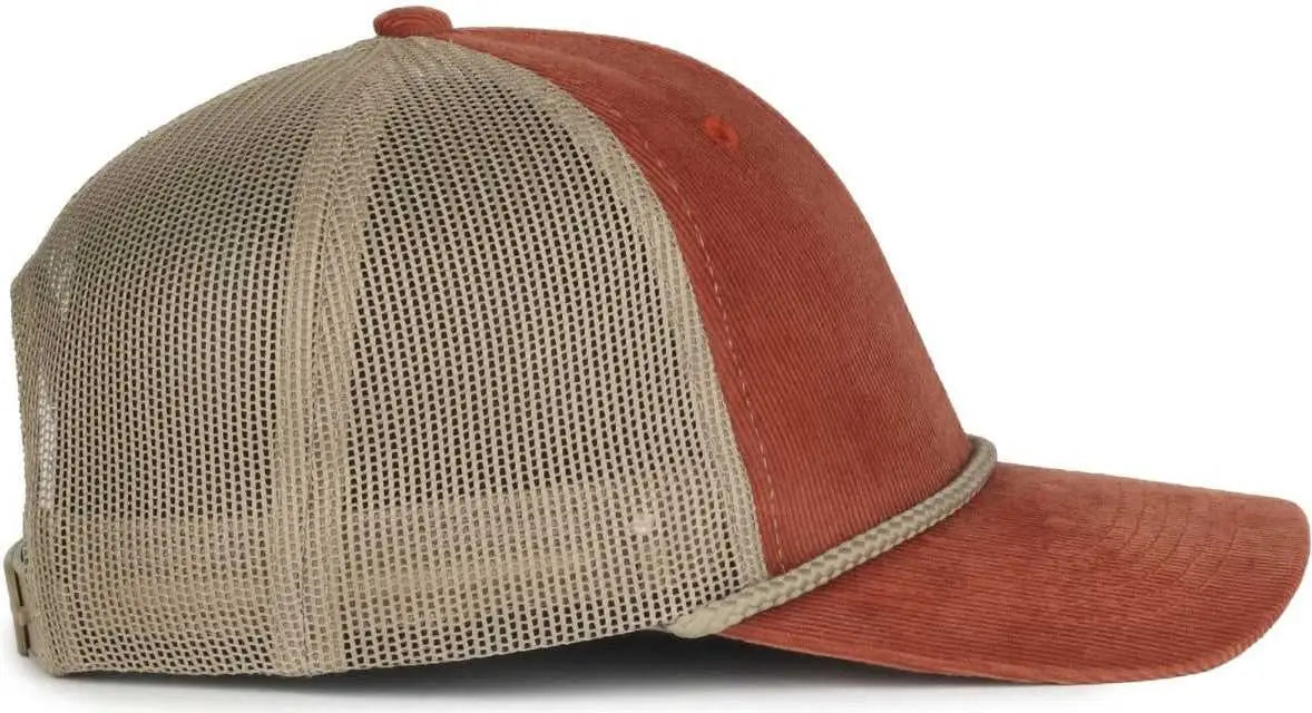 OC Sports OCCORDM Corduroy Mesh Back with Cord Cap - Burnt Orange Khaki - Khaki / OSFM