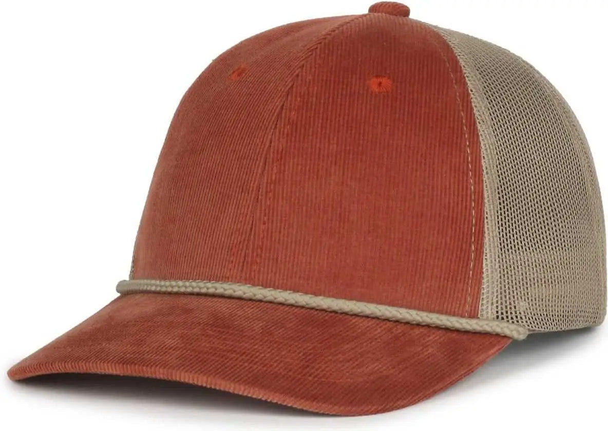 OC Sports OCCORDM Corduroy Mesh Back with Cord Cap - Burnt Orange Khaki - Khaki / OSFM