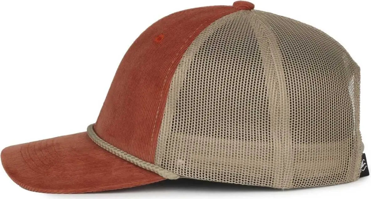 OC Sports OCCORDM Corduroy Mesh Back with Cord Cap - Burnt Orange Khaki - Khaki / OSFM