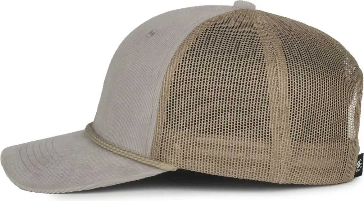 OC Sports OCCORDM Corduroy Mesh Back with Cord Cap - Light Gray Khaki - Khaki / OSFM