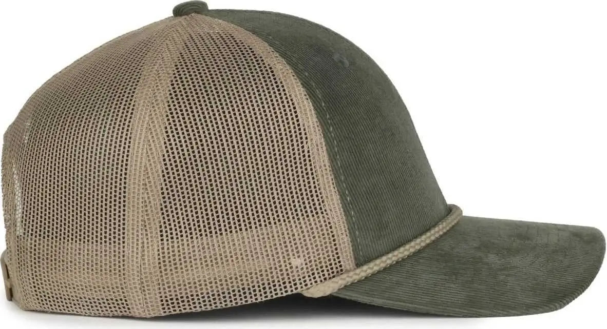 OC Sports OCCORDM Corduroy Mesh Back with Cord Cap - Olive Khaki - Khaki / OSFM