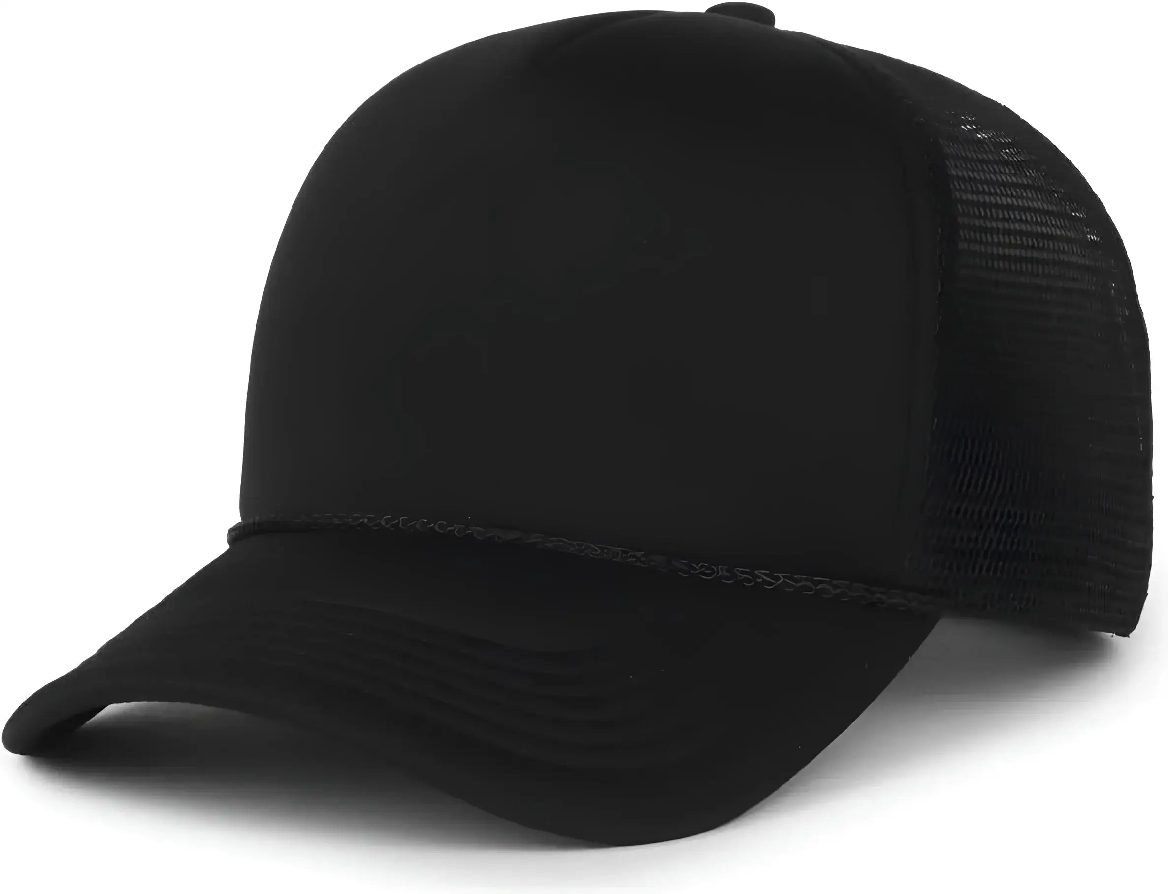 OC Sports OCFOAM 5 Panel Foam Mesh Trucker with Cord Cap - Black Black - Black / OSFM
