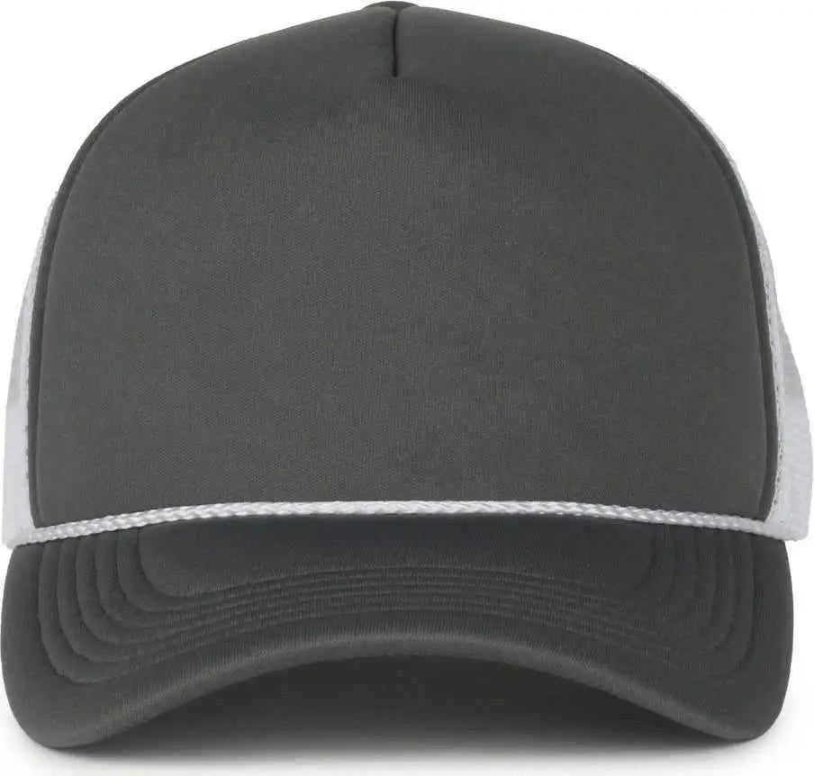OC Sports OCFOAM 5 Panel Foam Mesh Trucker with Cord Cap - Charcoal White - White / OSFM