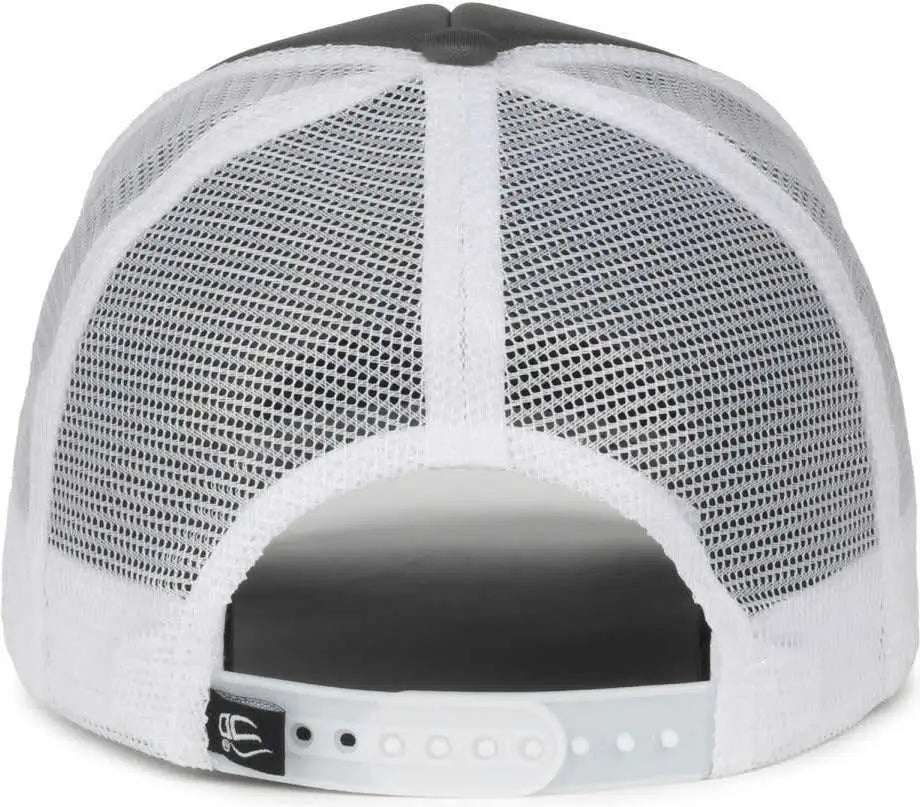 OC Sports OCFOAM 5 Panel Foam Mesh Trucker with Cord Cap - Charcoal White - White / OSFM