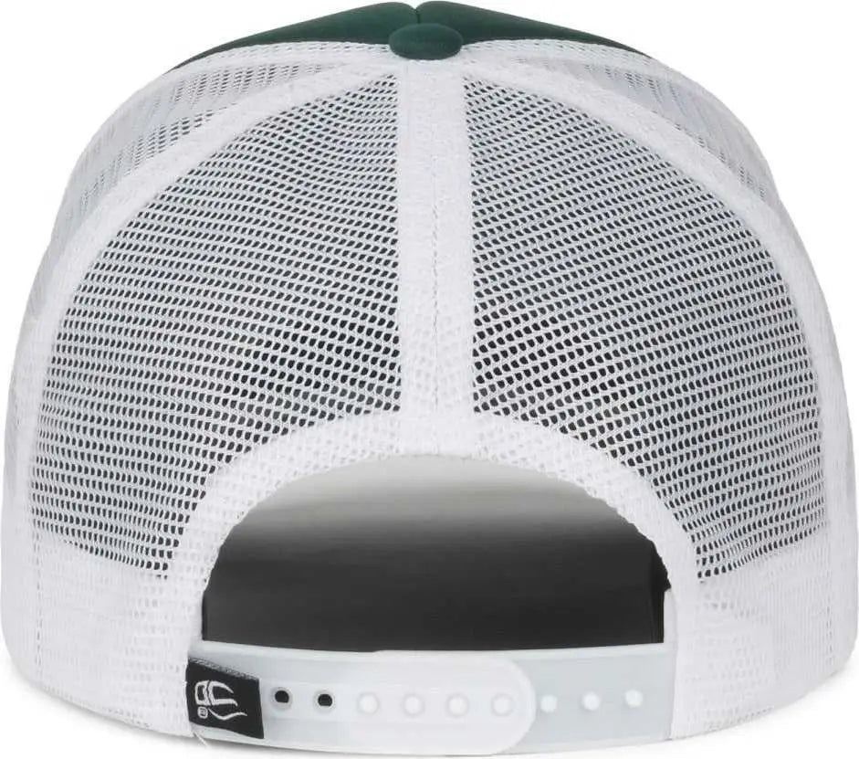 OC Sports OCFOAM 5 Panel Foam Mesh Trucker with Cord Cap - Dark Green White - White / OSFM