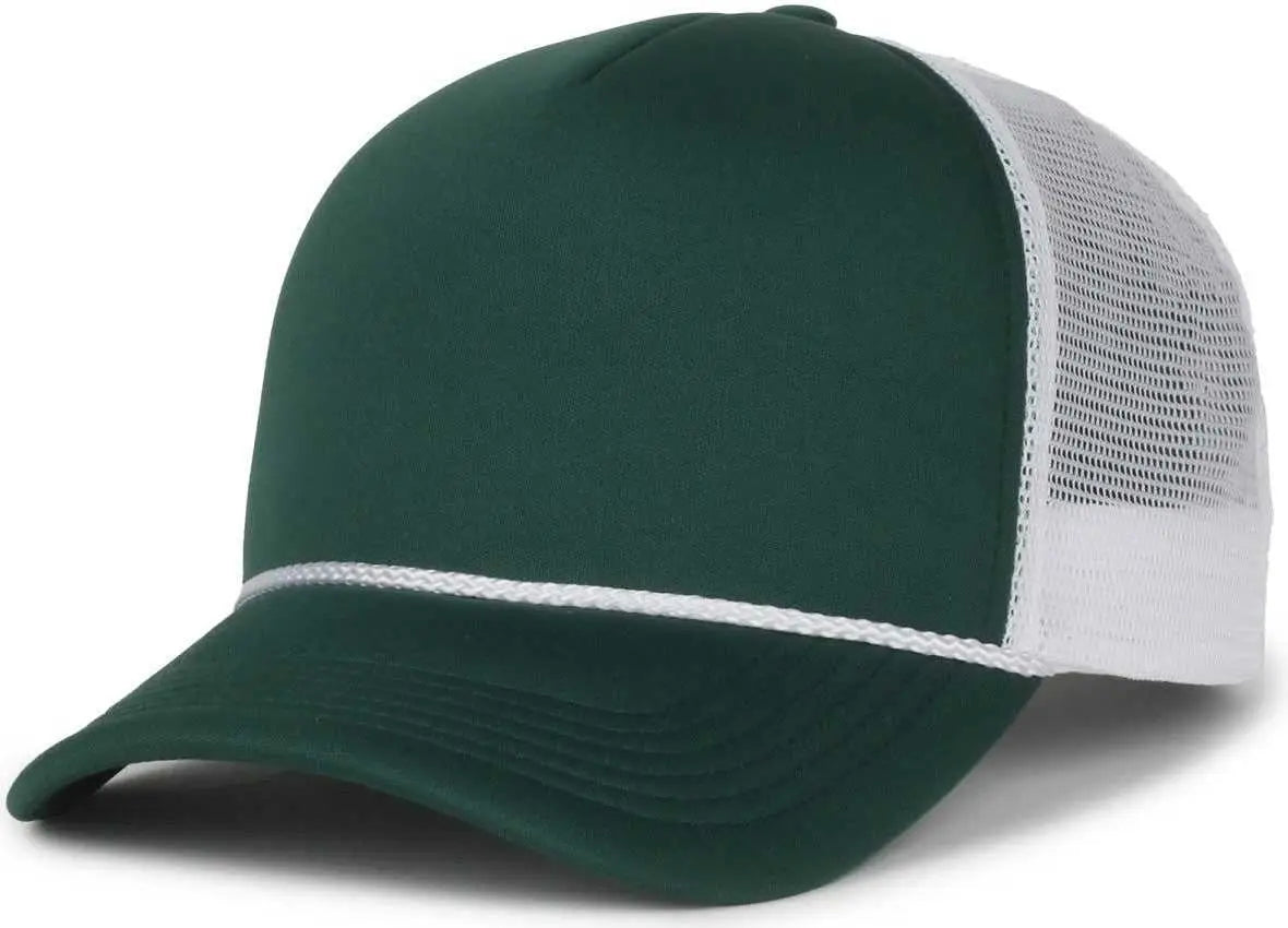 OC Sports OCFOAM 5 Panel Foam Mesh Trucker with Cord Cap - Dark Green White - White / OSFM