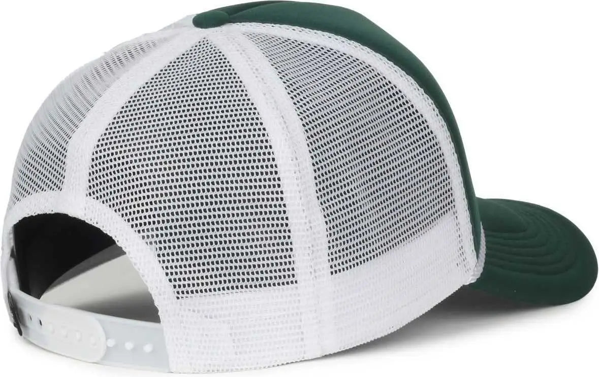 OC Sports OCFOAM 5 Panel Foam Mesh Trucker with Cord Cap - Dark Green White - White / OSFM