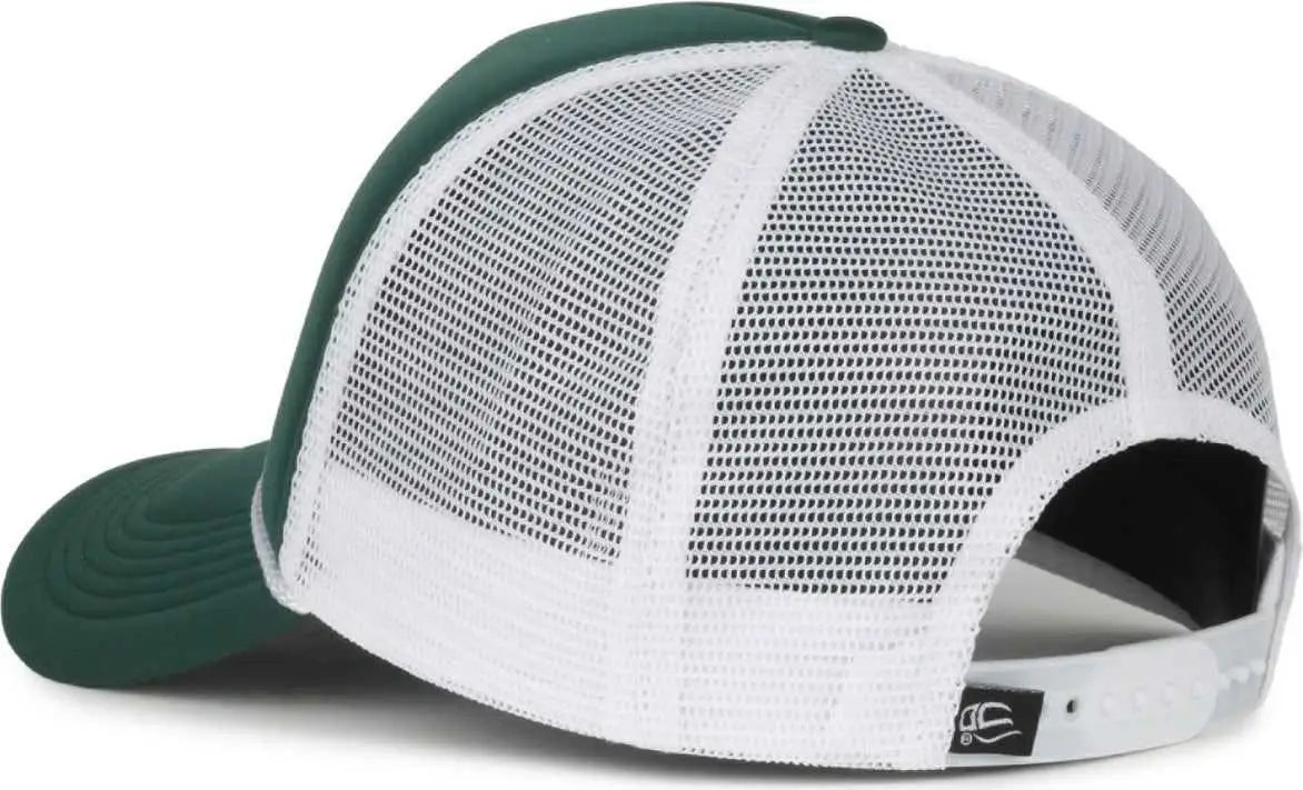OC Sports OCFOAM 5 Panel Foam Mesh Trucker with Cord Cap - Dark Green White - White / OSFM