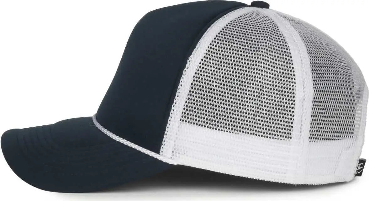 OC Sports OCFOAM 5 Panel Foam Mesh Trucker with Cord Cap - Navy White - White / OSFM