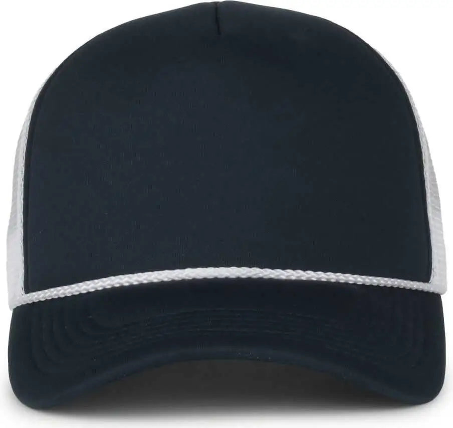 OC Sports OCFOAM 5 Panel Foam Mesh Trucker with Cord Cap - Navy White - White / OSFM