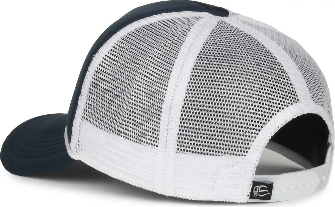 OC Sports OCFOAM 5 Panel Foam Mesh Trucker with Cord Cap - Navy White - White / OSFM