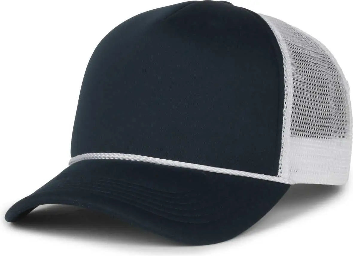 OC Sports OCFOAM 5 Panel Foam Mesh Trucker with Cord Cap - Navy White - White / OSFM