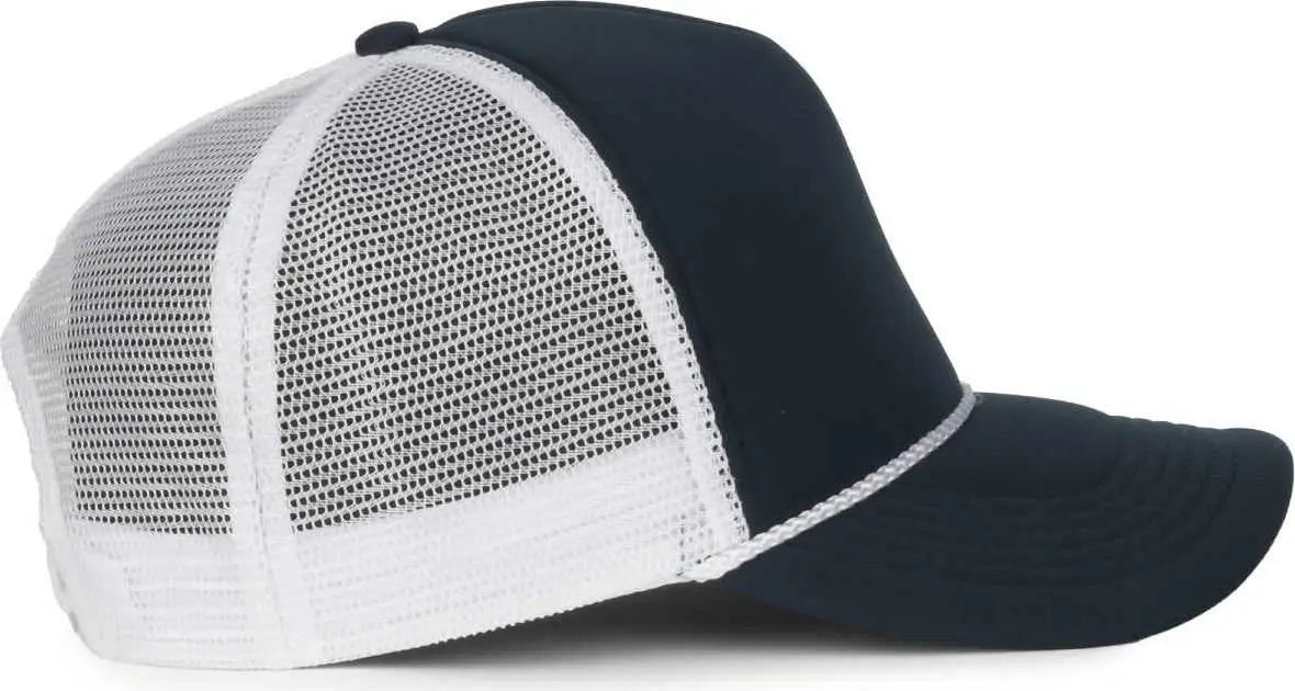 OC Sports OCFOAM 5 Panel Foam Mesh Trucker with Cord Cap - Navy White - White / OSFM