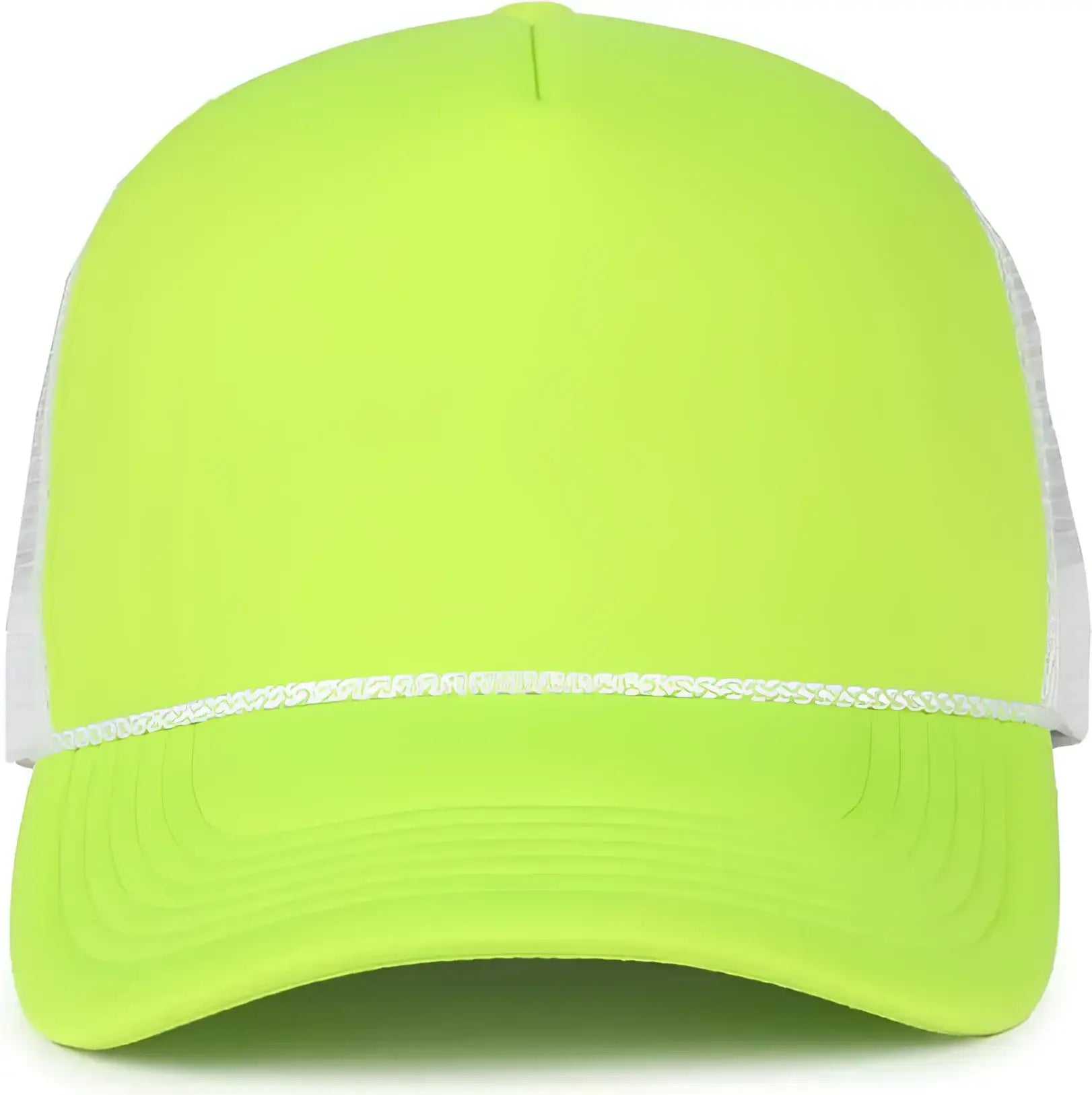OC Sports OCFOAM 5 Panel Foam Mesh Trucker with Cord Cap - Neon Lime White - White / OSFM