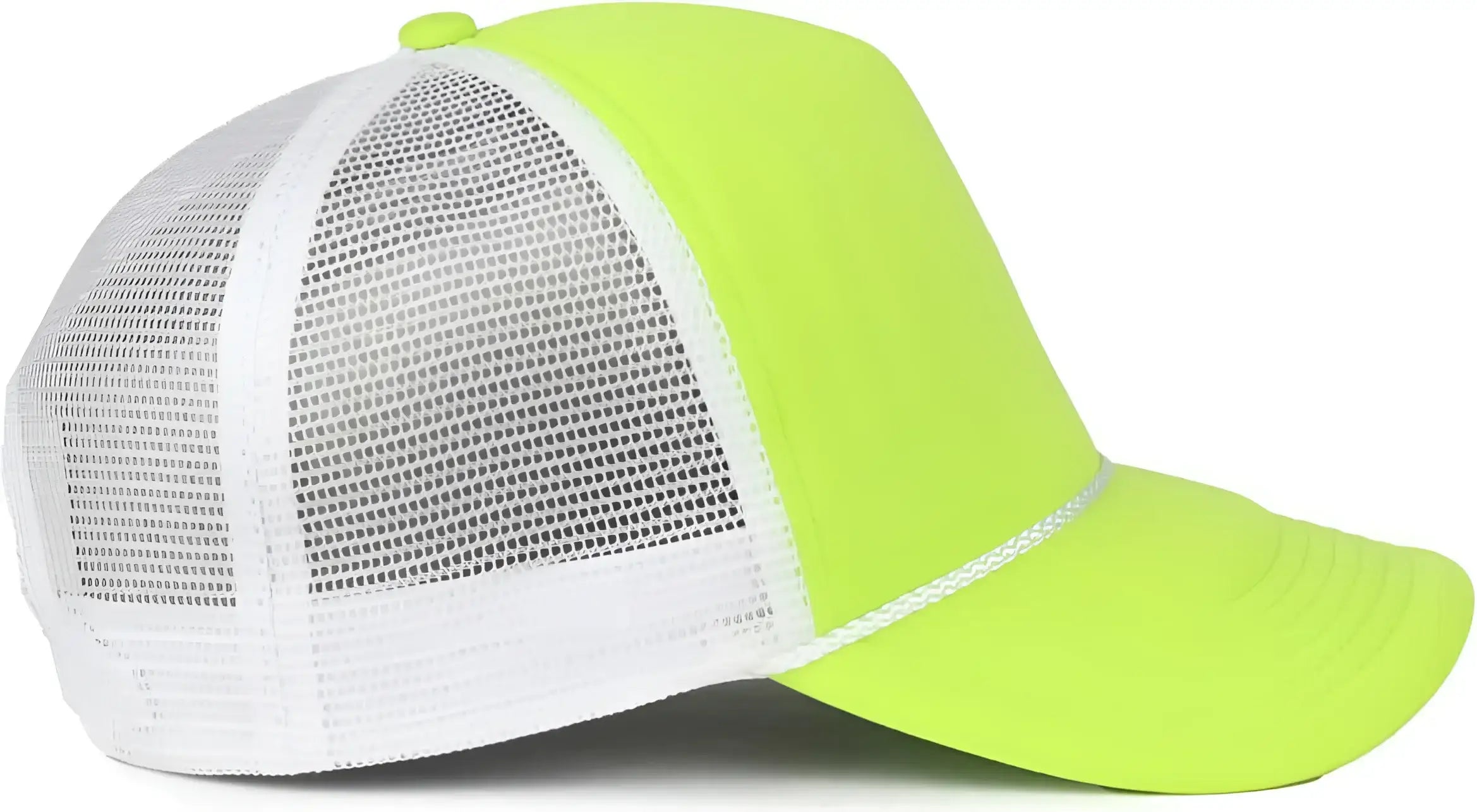 OC Sports OCFOAM 5 Panel Foam Mesh Trucker with Cord Cap - Neon Lime White - White / OSFM