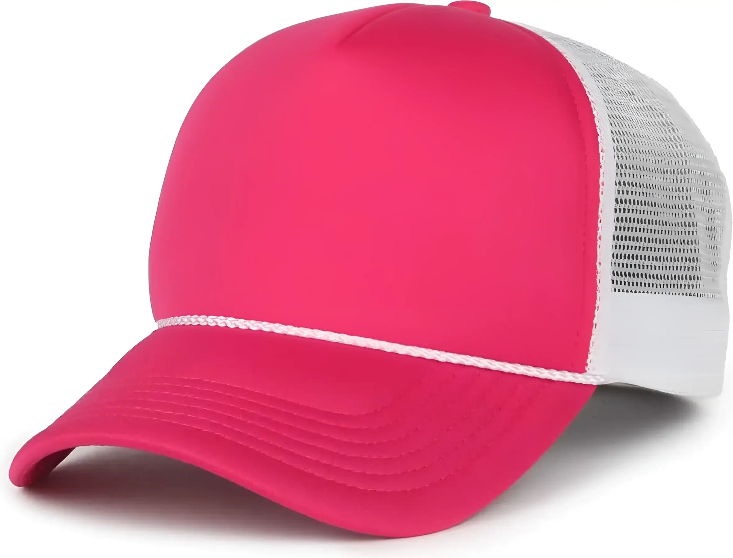 OC Sports OCFOAM 5 Panel Foam Mesh Trucker with Cord Cap - Neon Pink White - White / OSFM