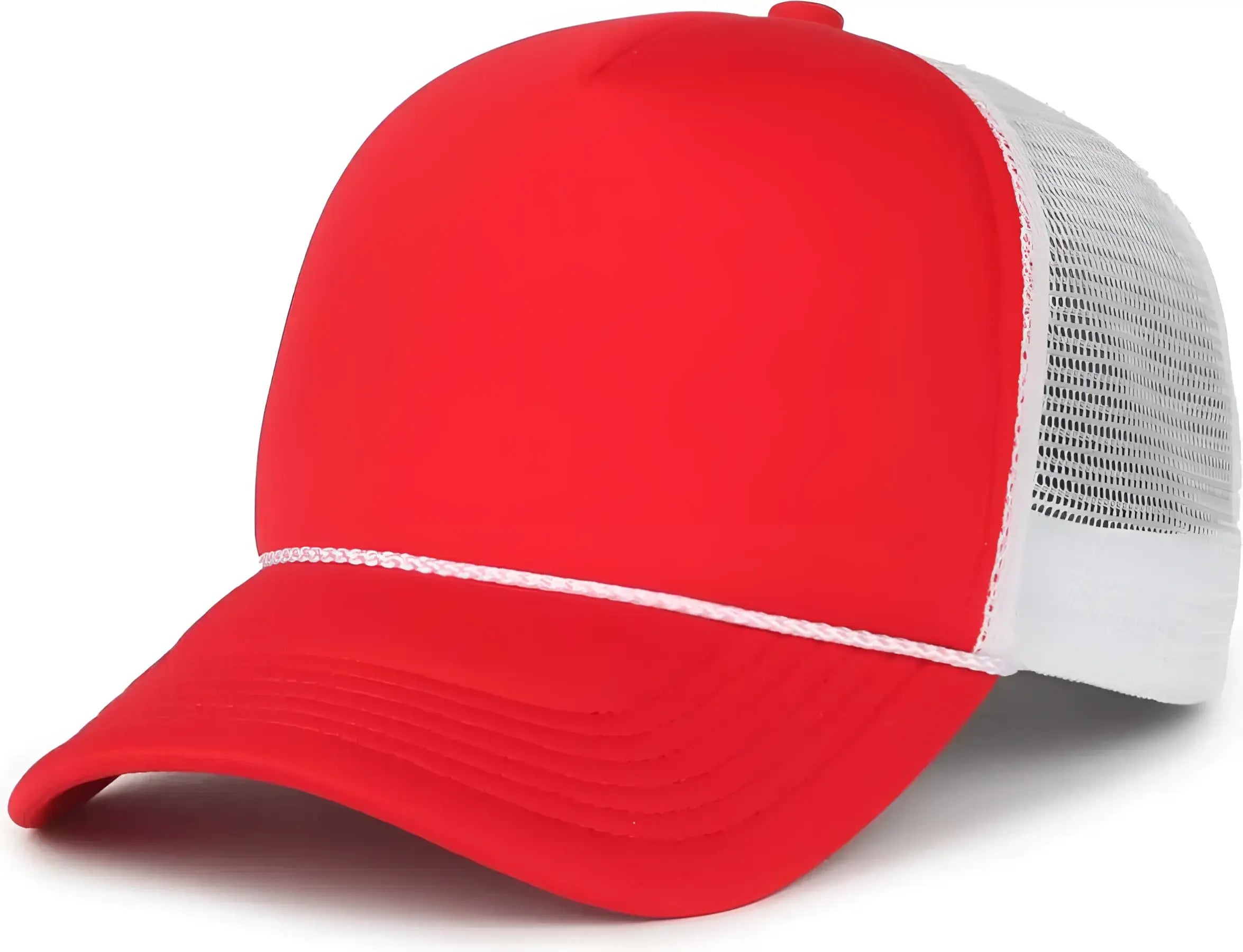 OC Sports OCFOAM 5 Panel Foam Mesh Trucker with Cord Cap - Red White - White / OSFM