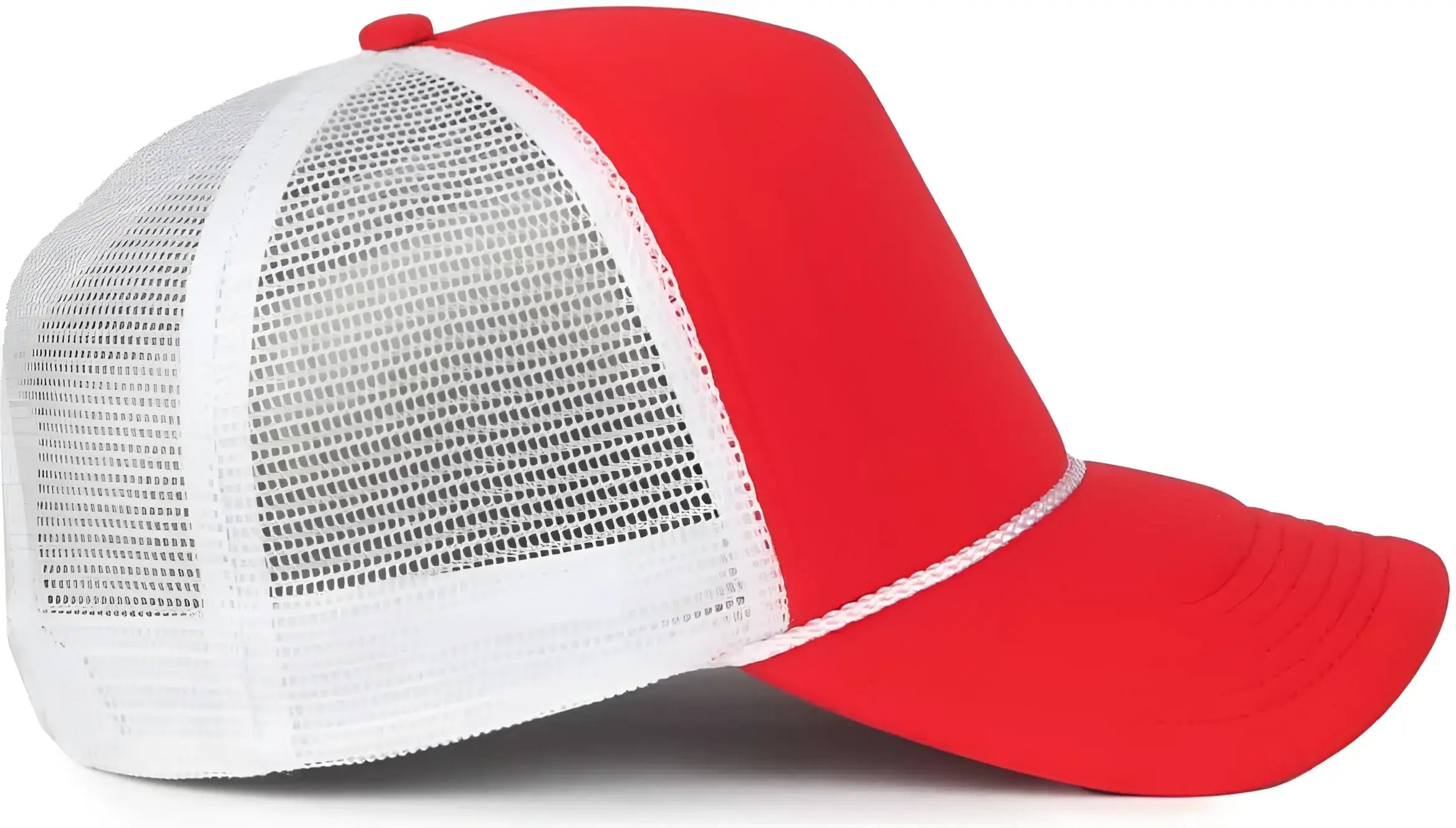 OC Sports OCFOAM 5 Panel Foam Mesh Trucker with Cord Cap - Red White - White / OSFM