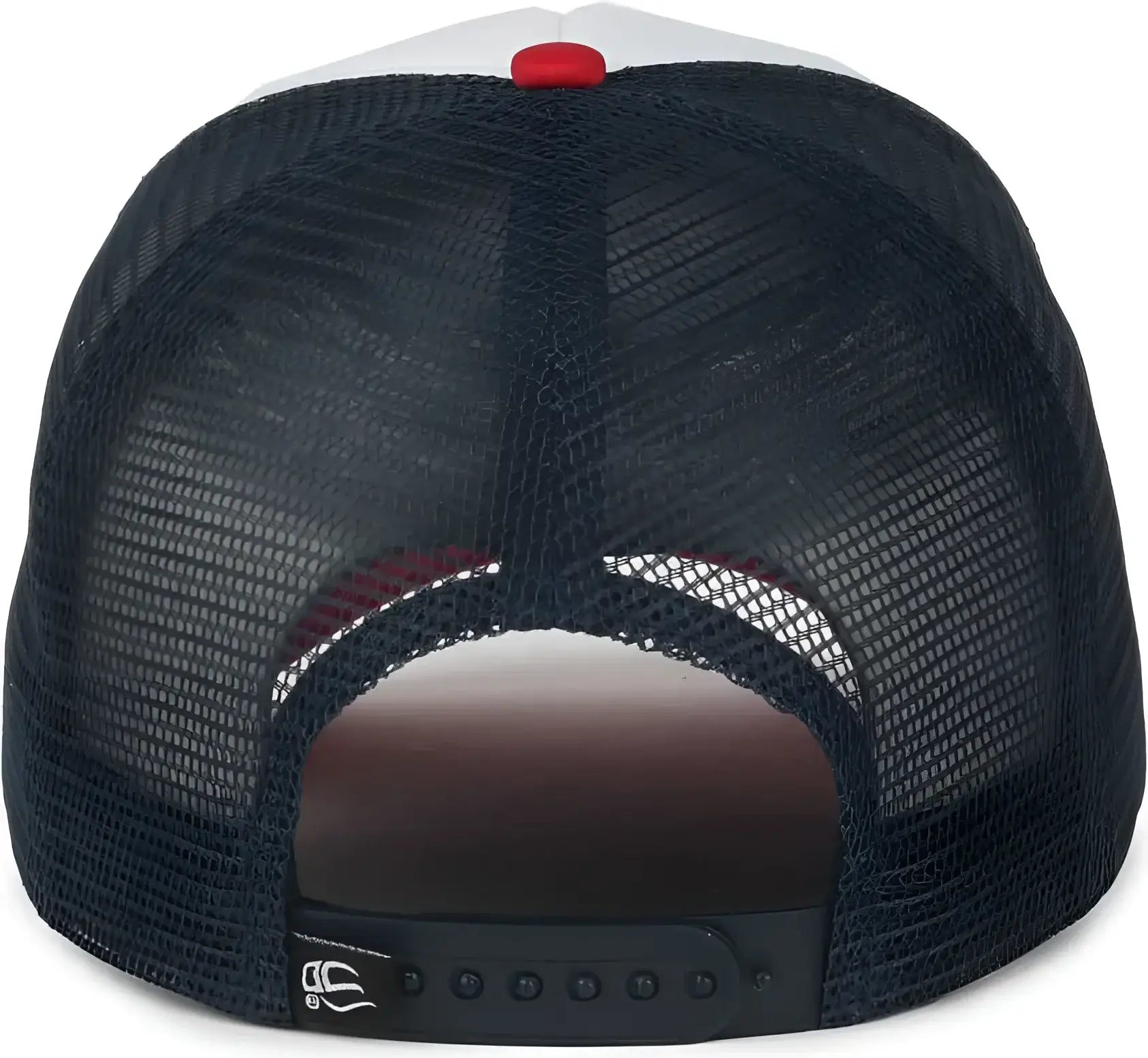 OC Sports OCFOAM 5 Panel Foam Mesh Trucker with Cord Cap - White Navy Red - Red / OSFM