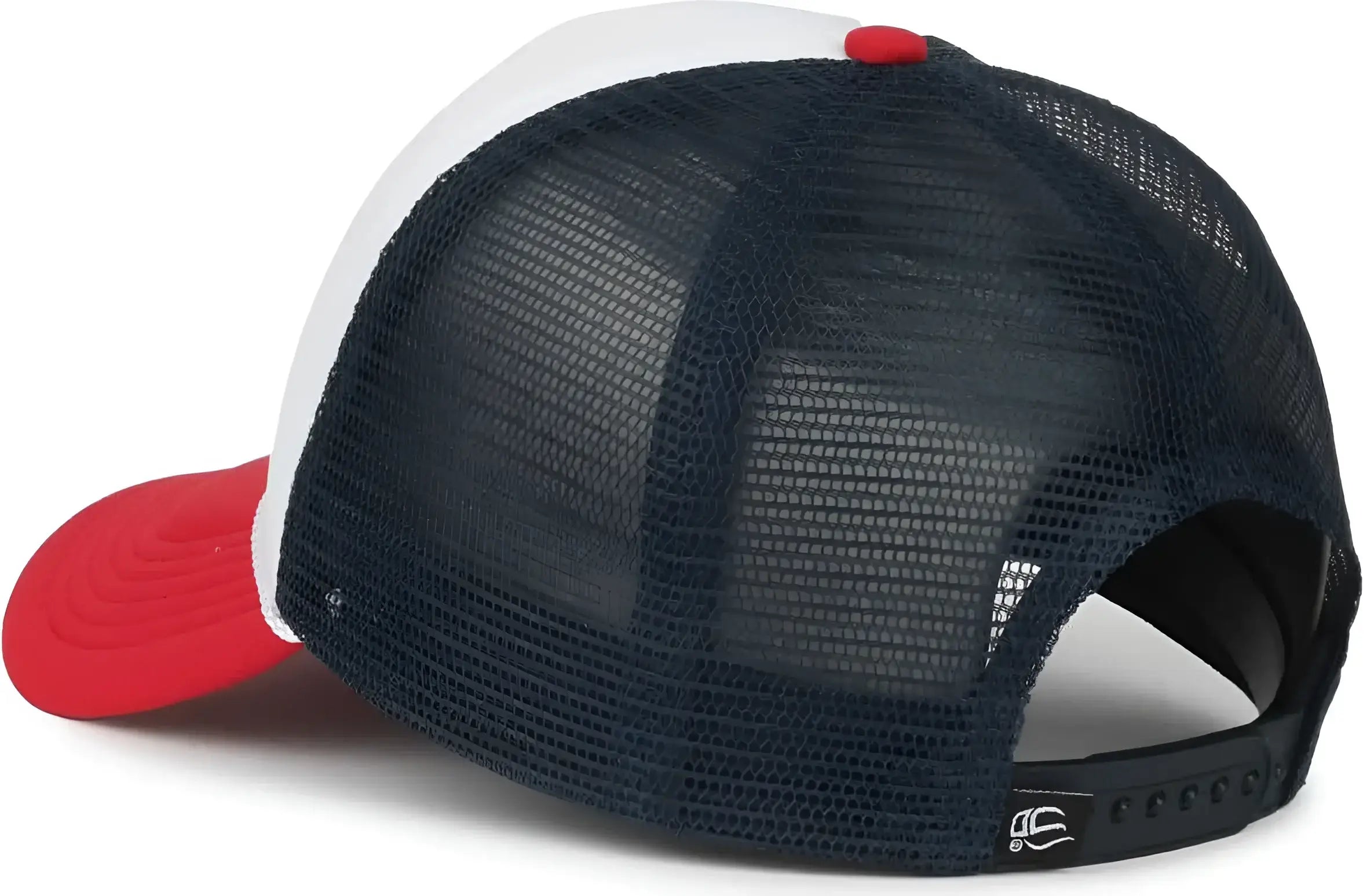 OC Sports OCFOAM 5 Panel Foam Mesh Trucker with Cord Cap - White Navy Red - Red / OSFM
