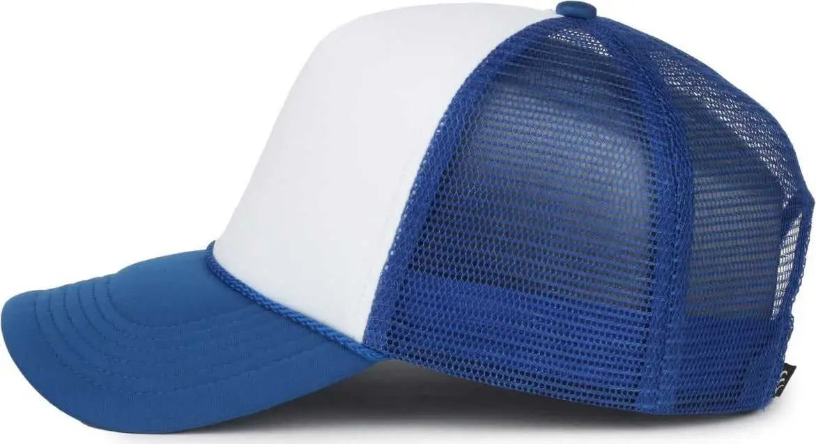 OC Sports OCFOAM 5 Panel Foam Mesh Trucker with Cord Cap - White Royal Royal - Royal / OSFM