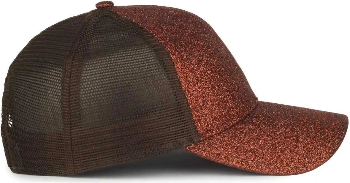 OC Sports OCGLTR Glitter Mesh Back Cap - Copper Brown - Brown / Ladies