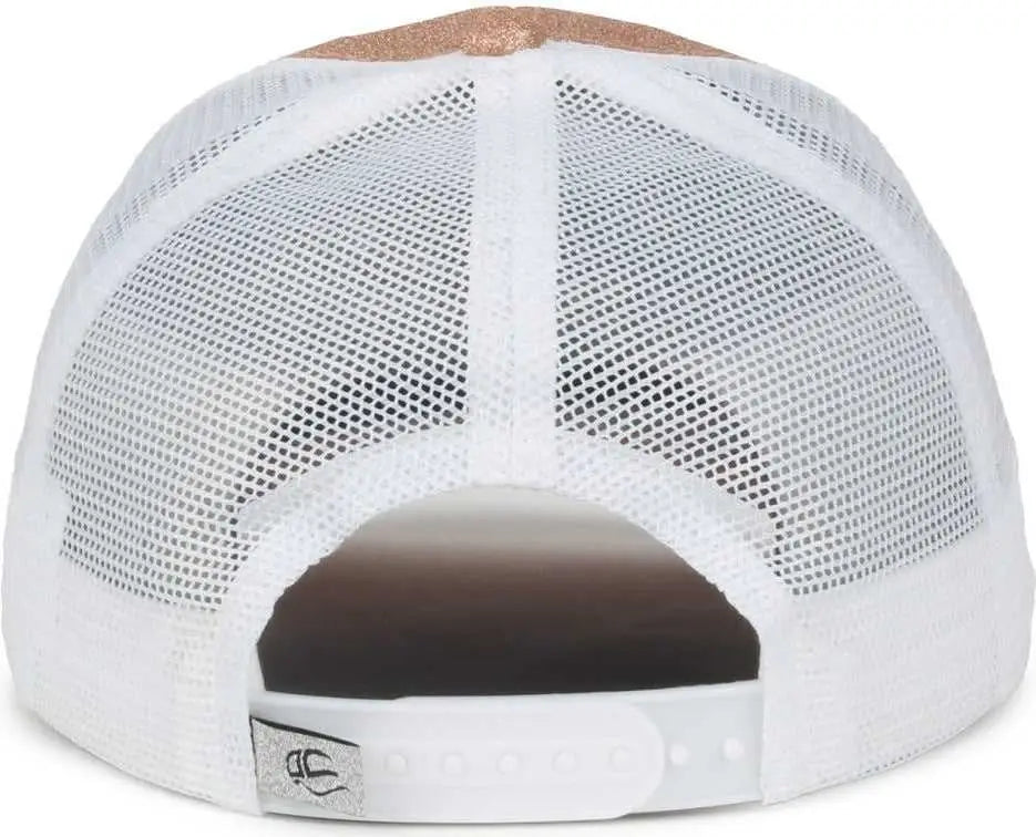 OC Sports OCGLTR Glitter Mesh Back Cap - Rose Gold White - White / Ladies