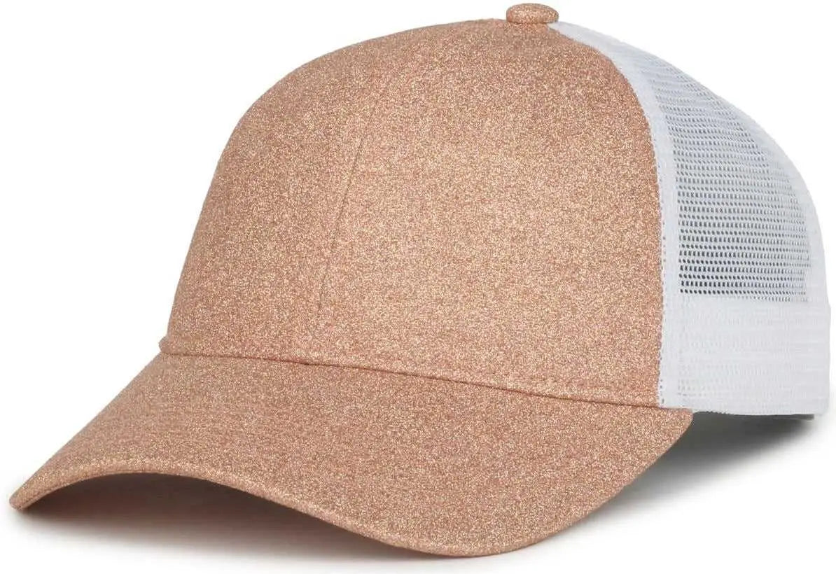 OC Sports OCGLTR Glitter Mesh Back Cap - Rose Gold White - White / Ladies